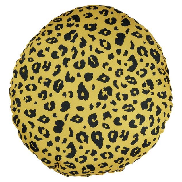 Coussin d'ext&eacute;rieur d&eacute;perlant motif l&eacute;opard jaune et noir &Oslash;40cm