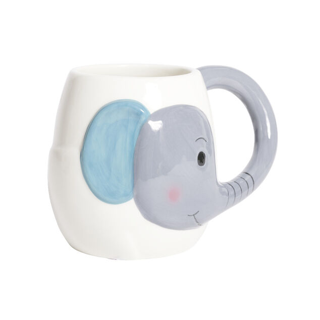 Mug &eacute;l&eacute;phant dolomite blanc et gris &Oslash;10xH10cm