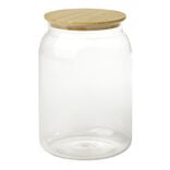Pot de conservation en plastique et couvercle bois &Oslash;10xH15cm