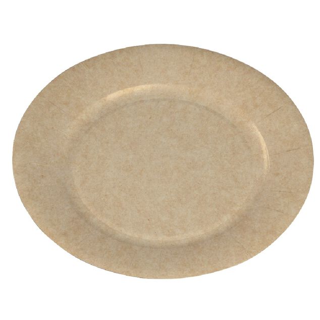 Lot de 50 assiettes &agrave; dessert rondes en carton kraft marron