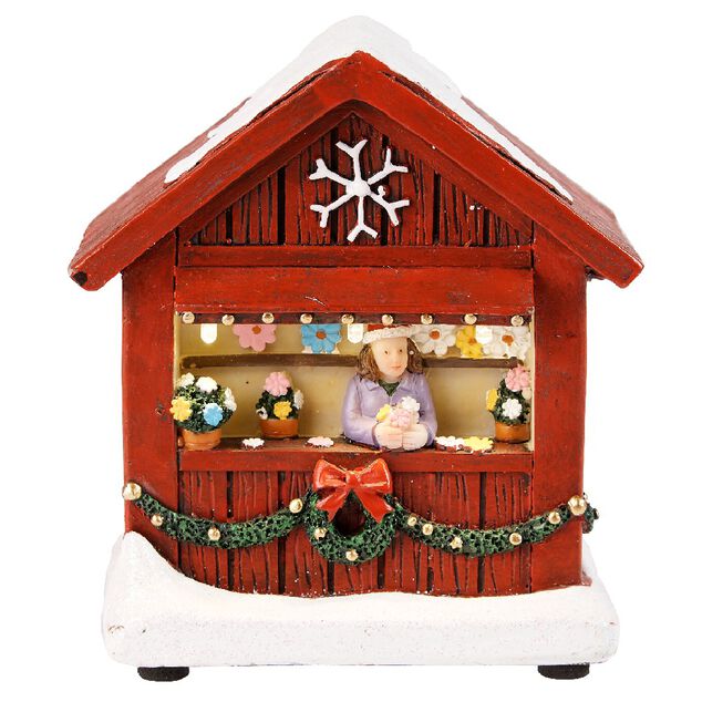 Chalet de No&euml;l avec figurine lumineuse 3 LED