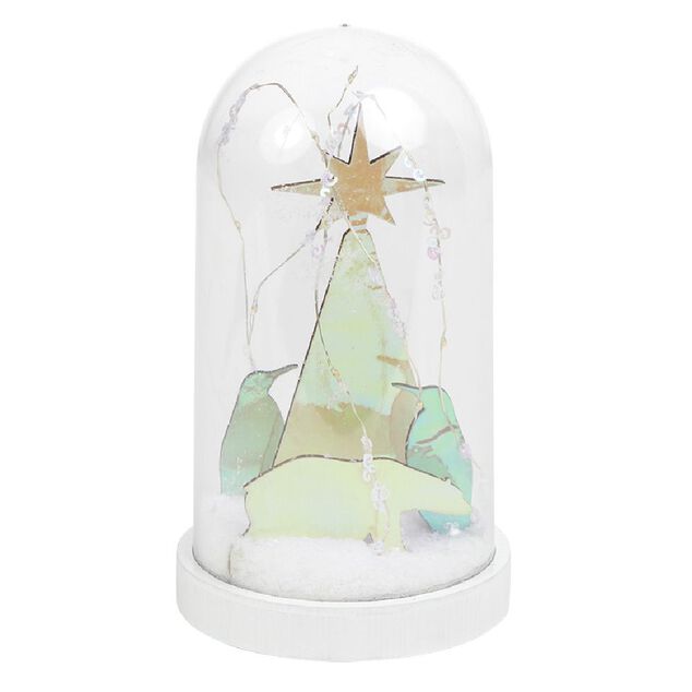 D&ocirc;me lumineux 10 LEDs pingouins et ours iridescent &Oslash;11xH20cm