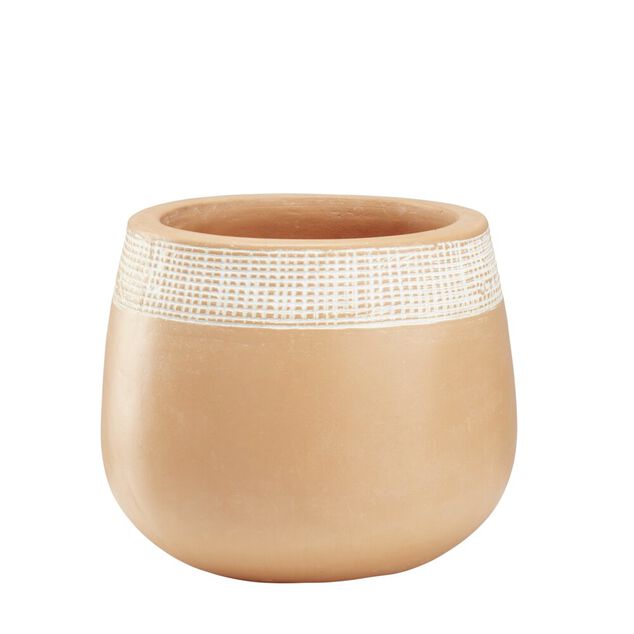Pot rond en terre cuite naturel et blanc &Oslash;28 cm