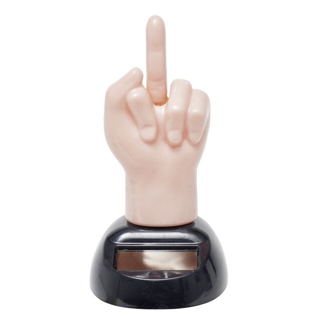 Figurine solaire dansante main geste humoristique H10cm (3 mod&egrave;les)