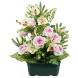 Jardini&egrave;re rose et orchid&eacute;e fleur artificielle L52xl20xH50cm