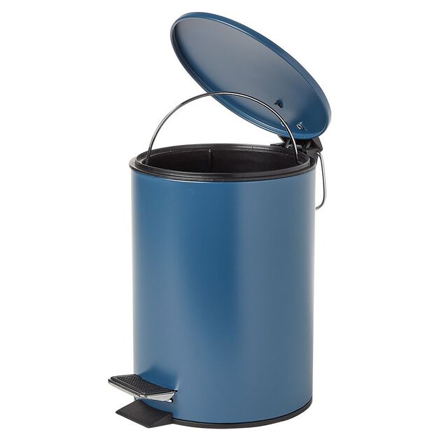 Poubelle salle de bain &agrave; p&eacute;dale m&eacute;tal bleu 3L