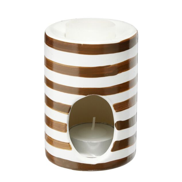 Br&ucirc;le parfum terre cuite avec 1 galet de cire et 1 bougie &Oslash;7xH10cm (3 mod&egrave;les)