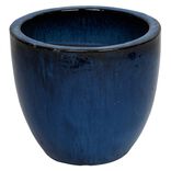 Cache pot en terre cuite &eacute;maill&eacute;e bleu &oslash;28 x H24 cm