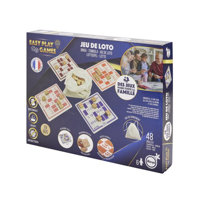 Jeu de loto en bois avec 48 grilles et sac de rangement