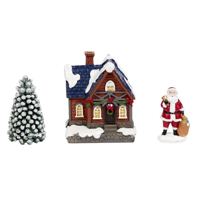 D&eacute;coration maison lumineuse 4LED avec p&egrave;re No&euml;l et sapin