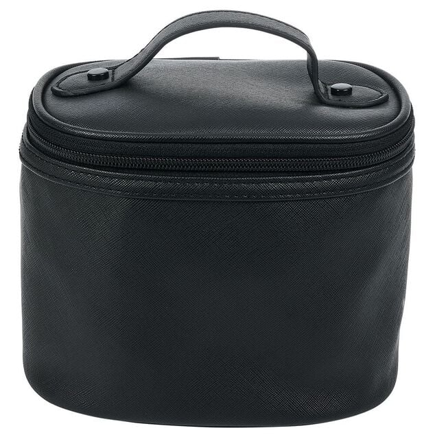 Trousse de toilette noire à pompons 17x12xH14cm