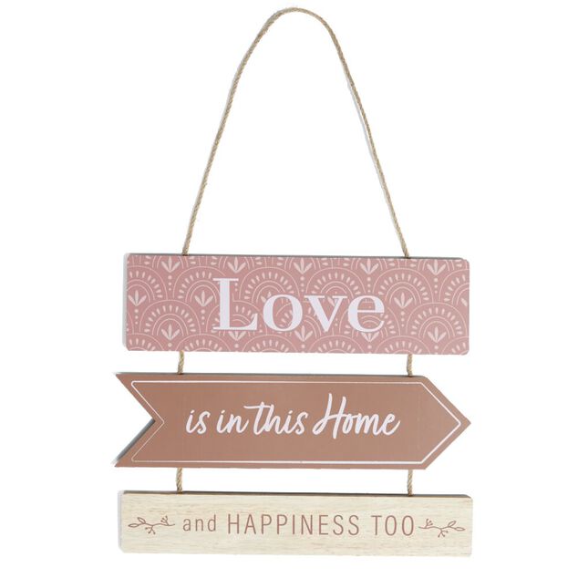 D&eacute;coration &agrave; suspendre panneaux en bois Home and Happiness H53,5cm