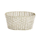 Pani&egrave;re &agrave; linge 41L 58xH28x43cm jonc de mer beige et blanc