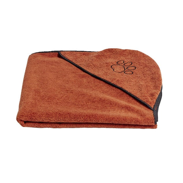 Serviette de toilette animaux 70x140cm microfibre rouge