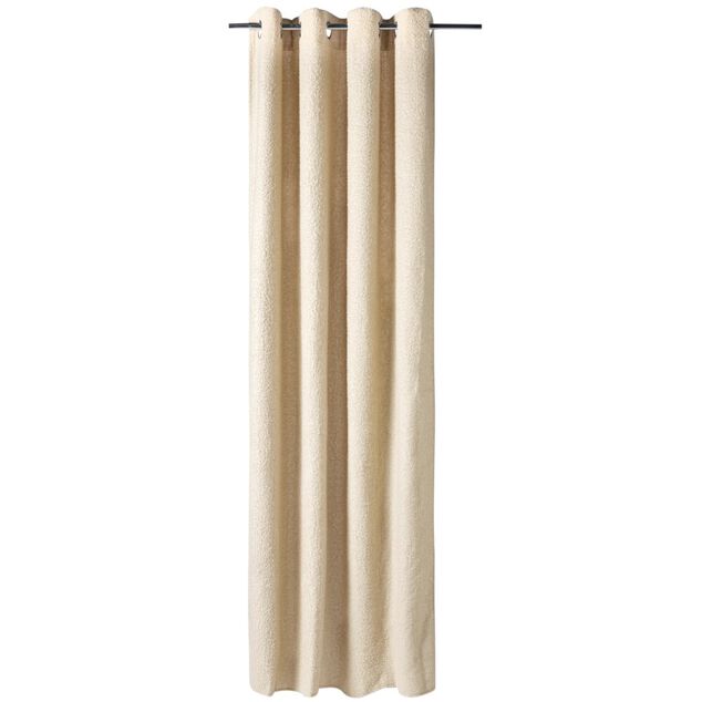 Rideau &agrave; oeillets bouclette polyester beige 140x240cm