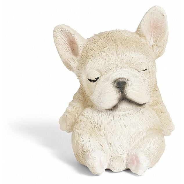 Figurine chiot endormi plastique gris H.6,5cm