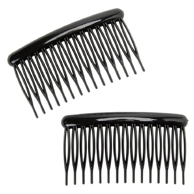 Barrette peigne noir brillant x2