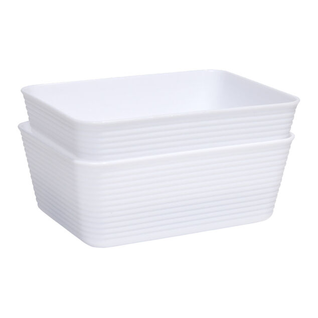 Panière de rangement x2 plastique 16,8x12,5xH6,5cm (3 modèles)