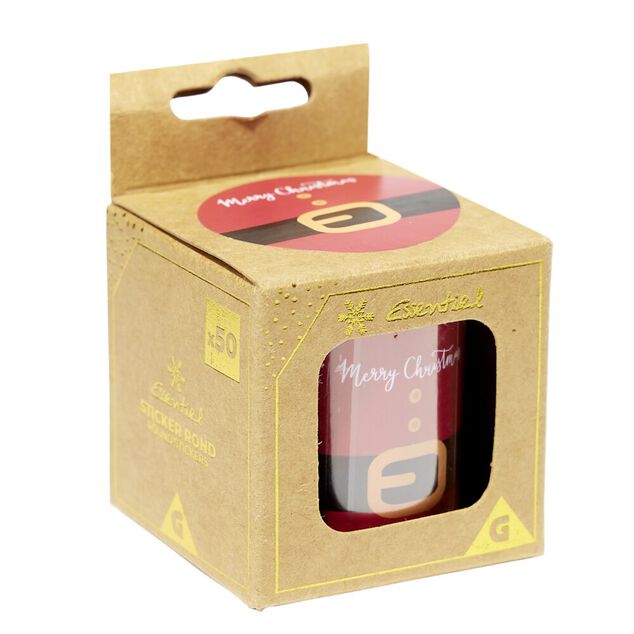 &Eacute;tiquette pour paquet cadeau ronde ceinture P&egrave;re No&euml;l 50 pi&egrave;ces