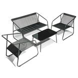 Salon de jardin 4 personnes Mathis textil&egrave;ne gris anthracite