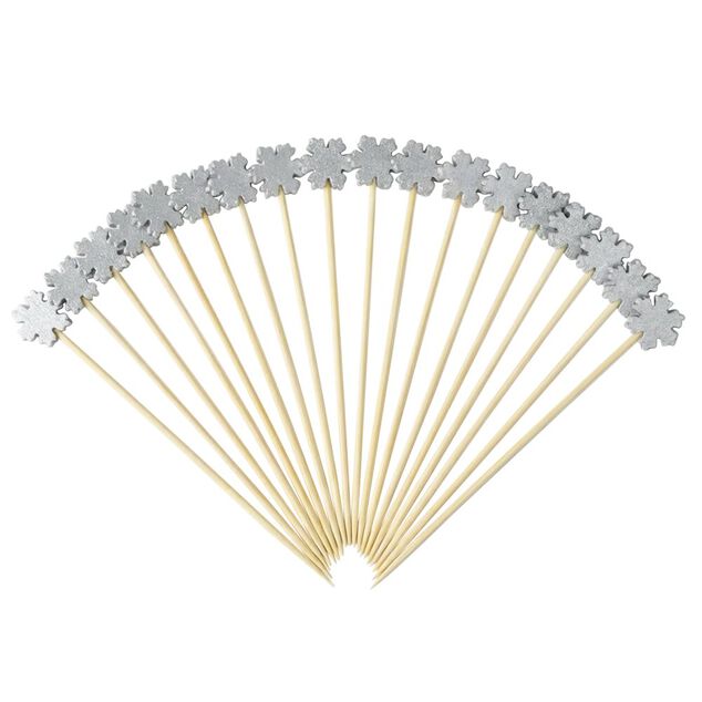 Pique ap&eacute;ritive X20 pcs en bambou L21X12X2 cm (3 designs assortis)