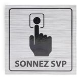 Signal&eacute;tique adh&eacute;sive "Sonnez svp" - 8x8 cm