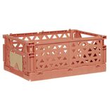 Caisse pliable avec porte-&eacute;tiquette marron L25xl16,5xH10cm