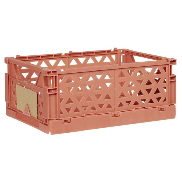 Caisse pliable avec porte-&eacute;tiquette marron L25xl16,5xH10cm