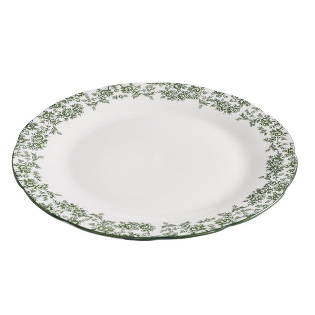 Assiette plate en porcelaine &Oslash;26 cm imprim&eacute; toile de Jouy vert