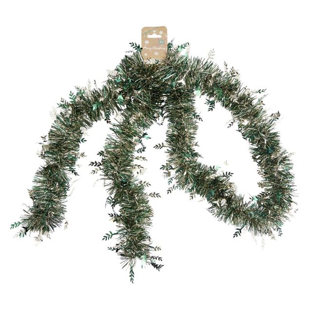 Guirlande de No&euml;l scintillante vert et dor&eacute; &Oslash;10xL200cm