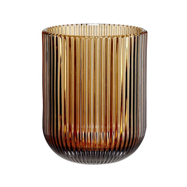 Verre strié x2 marron ambré Ø6xH9,5cm