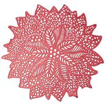 Set de table ajour&eacute; motif v&eacute;g&eacute;tal No&euml;l PVC &Oslash;40 cm rouge