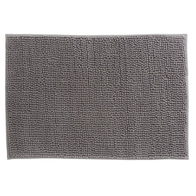 Tapis de salle de bain chenille gris 65x45 cm