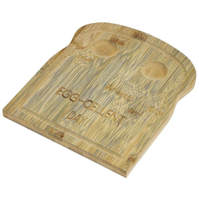 Plateau avec 2 emplacements &agrave; oeufs en bambou 24x20cm