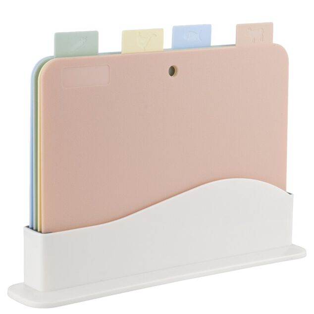 Planche &agrave; d&eacute;couper x4 plastique avec support 23,5x29cm
