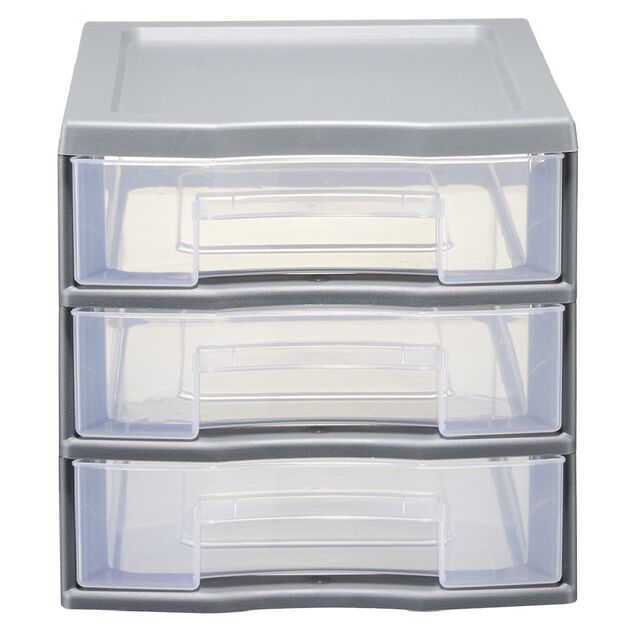 Tour de rangement 3 tiroirs format A6 gris