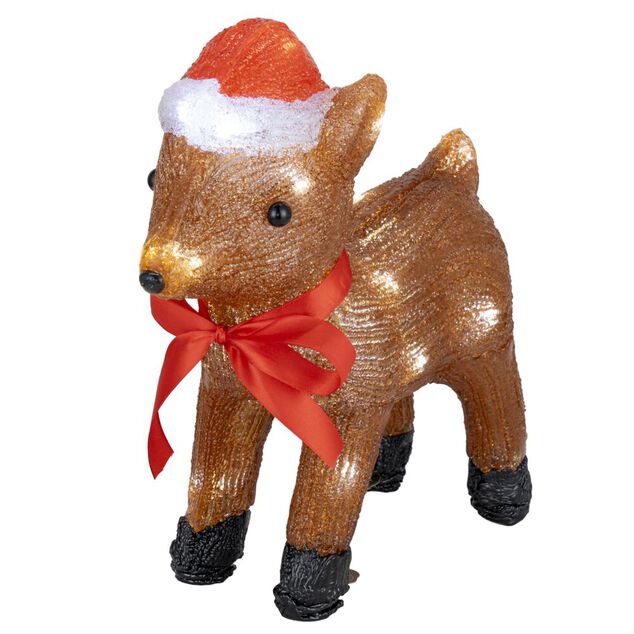 Renne de No&euml;l lumineux 30LED acrylique marron H30 cm