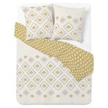 Parure de lit 2 personnes 240x220cm polycoton motif africain beige et marron