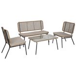 Salon de jardin 4 personnes Bali marron naturel
