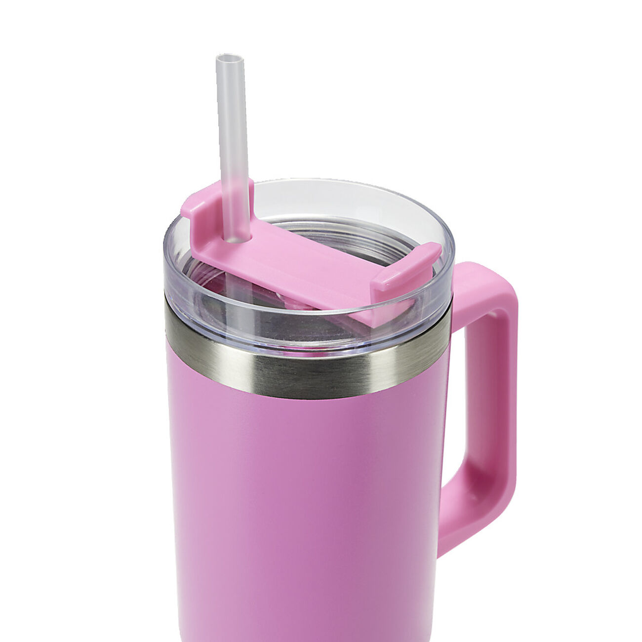 Gobelet Isotherme 890 Ml (30 Oz) BIGRD - Acier Inox Double Paroi + Paille & Anse - Rose - Chaud/Froid 24h, Parfait Voyage & Bureau