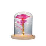 Rose sous cloche en verre avec LED Ø11,8xH19,5cm