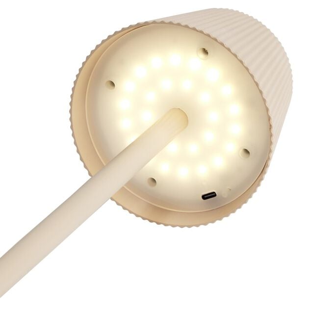 Lampe de table Talli LED tactile 120lm variable USB m&eacute;tal et plastique blanche &Oslash;10,5xH36cm