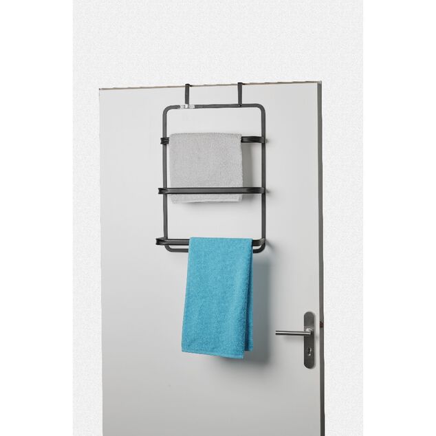 Porte-serviettes de porte acier noir