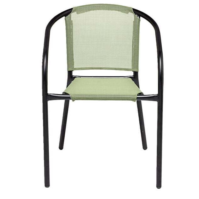 Chaise de jardin Mac&eacute;o acier noir et textil&egrave;ne vert 54xP57xH75cm