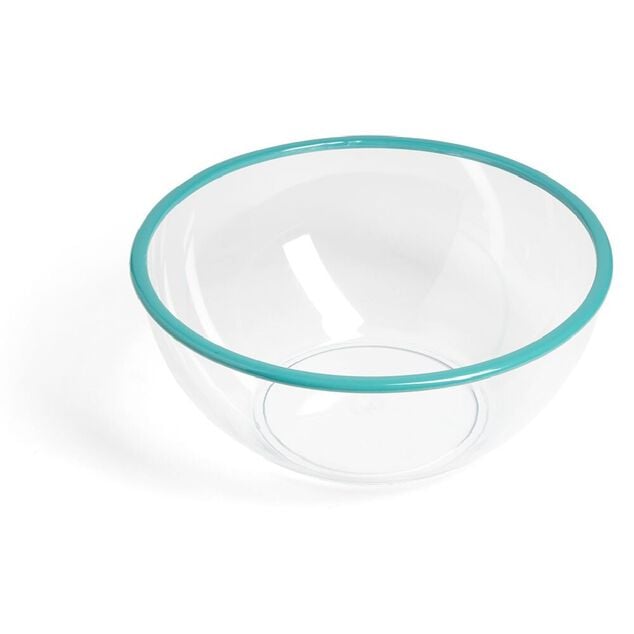 Saladier plastique transparent bordure color&eacute;e &Oslash;28xH12cm - 3 coloris