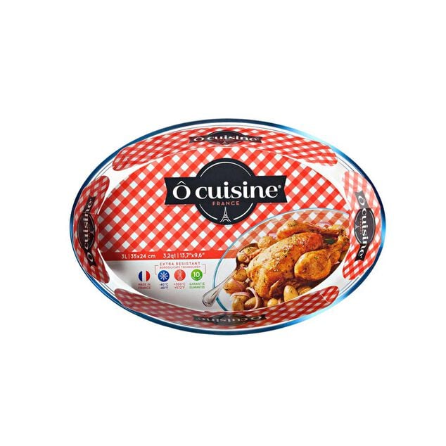 Plat &agrave; four ovale transparent