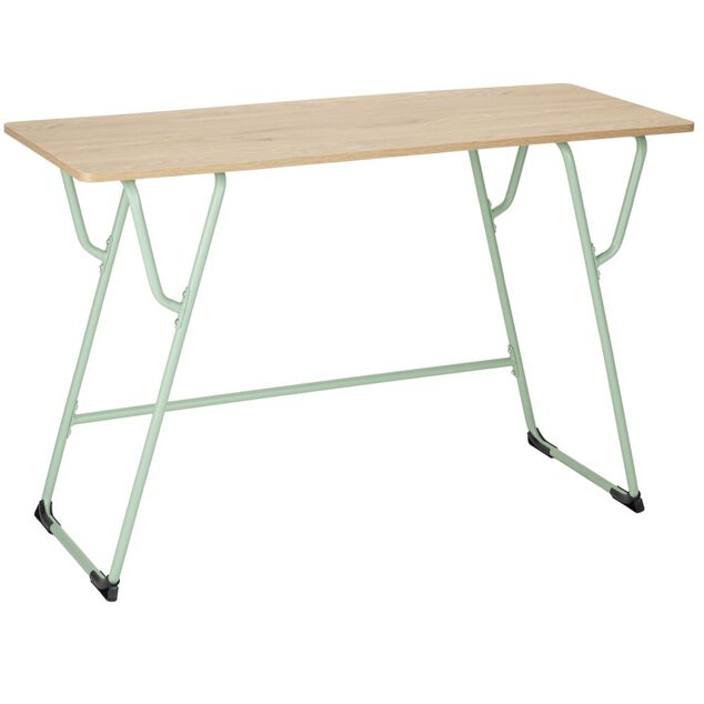 Bureau rectangulaire Moderna plateau bois et chaise m&eacute;tal vert 120x48xH75cm
