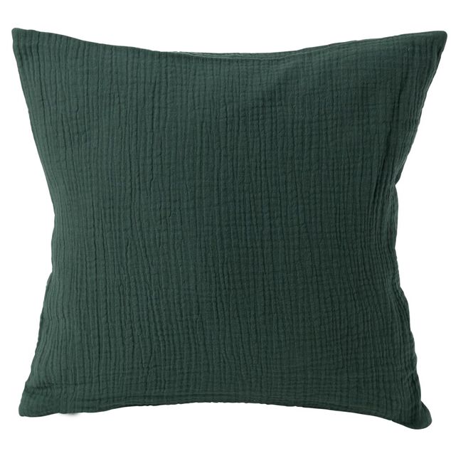 Housse de coussin 40x40cm gaze de coton vert