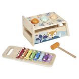 Xylophone avec jeu &agrave; marteler 2 en 1 en bois