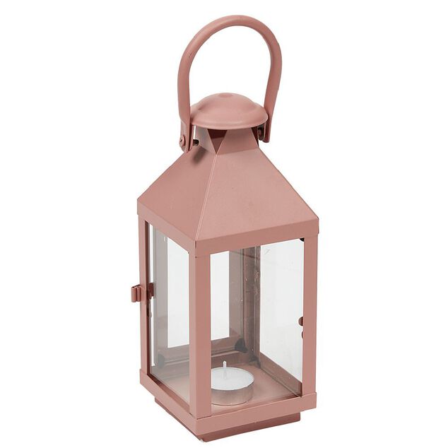 Lanterne photophore en métal rose